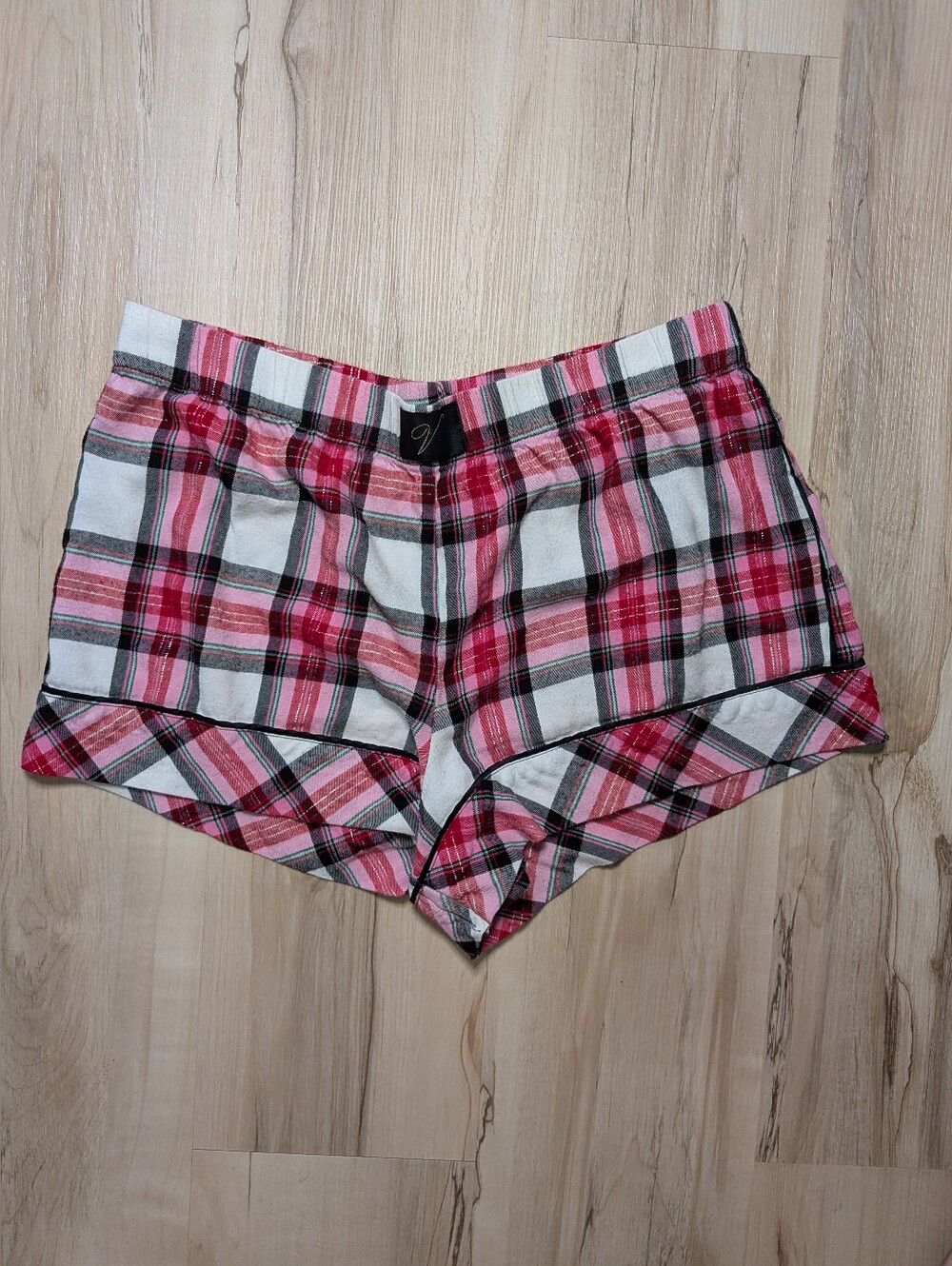 Victoria's Secret Pink Red White Black Flannel Shorts